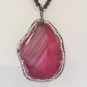 JK NY Pink Agate Necklace, 28"